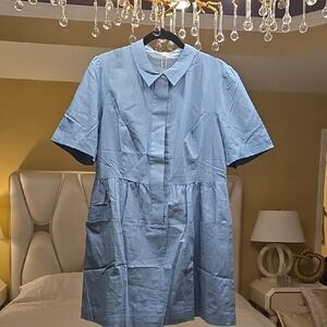 Tyler Boe Blue Pleated Tie Front Sundress